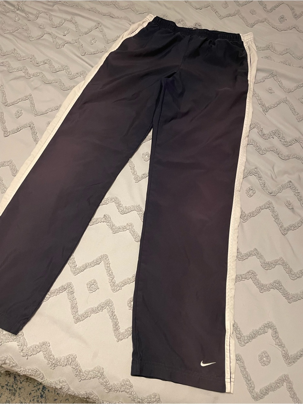 Nike Navy Track Athletic Pants with White Side Stripes